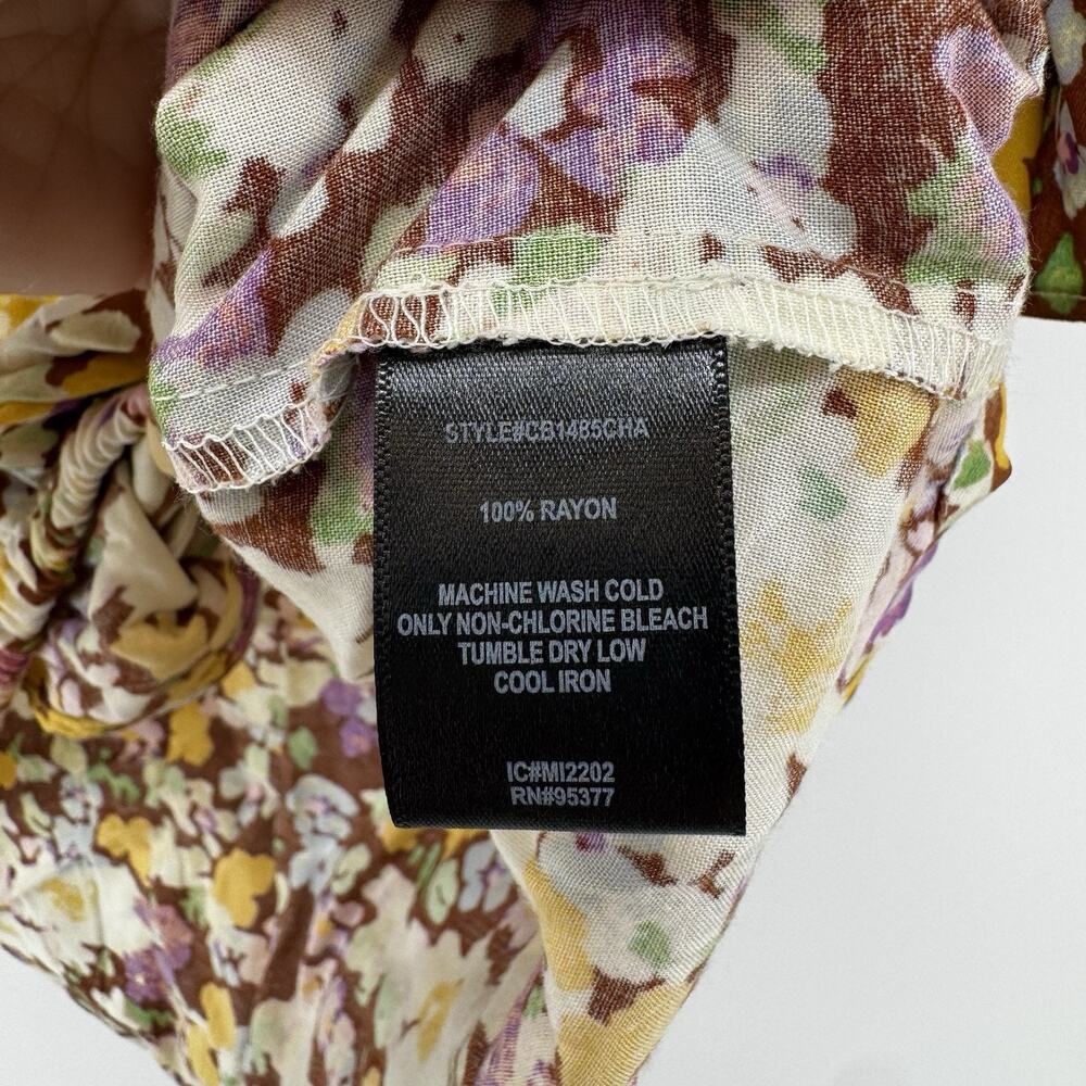 Sanctuary Faux Wrap Blouse Floral Small Ruffled Sleeves V Neck NWT Size Small - Picture 9 of 11